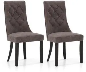 SlickBlue Tufted Dining Chairs Set of 2 with High Backrest and Padded Seat-Gray