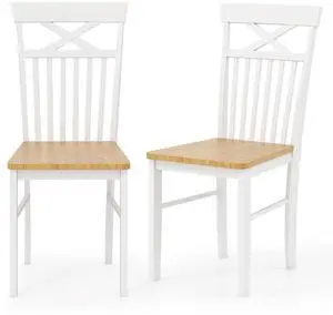 SlickBlue Wooden Kitchen Dining Chair Set of 2 with Rubber Wood Frame-Natural