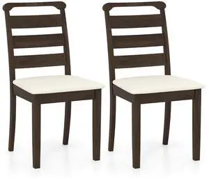 SlickBlue Polyester Upholstered Wooden Dining Chair Set of 2-Walnut