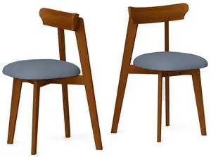 SlickBlue Mid-Century Modern Kitchen Chairs with Rubber Wood Frame and Padded Seat-Walunt