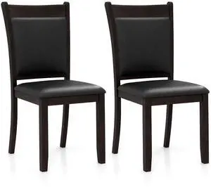 SlickBlue Dining Chairs Set of 2 Faux Leather Upholstered Kitchen Side Chairs with Padded Seat-Gray
