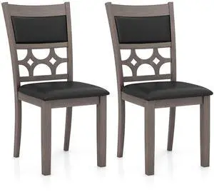 SlickBlue Upholstered Dining Chair Set of 2 with Padded Backrest and Seat-Gray