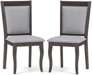 SlickBlue Wood Dining Chairs Set of 2 with Rubber Wood Frame and Padded Seat-Brown