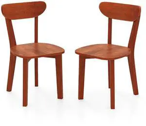SlickBlue Solid Wood Dining Chair Set of 2 with Curved Backrest and Rubber Wood Frame-Espresso