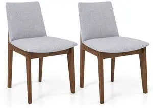 SlickBlue Set of 2 Wooden Dining Chairs Upholstered with High Curved Back-Walnut