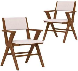 SlickBlue Wooden Dining Chair with Rubber Wood Frame Set of 2-Walnut