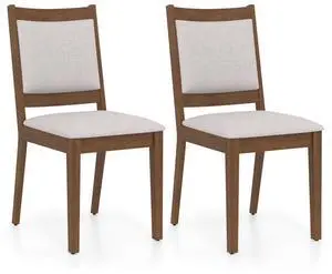 SlickBlue Modern Dining Upholstered Kitchen Chair Set of 2 with Padded Backrest-Brown