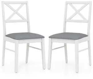SlickBlue Upholstered Side Dining Chairs Set of 2 with Rubber Wood Frame-White