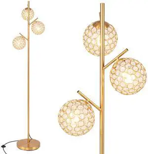 SlickBlue 3-Globe Floor Lamp with Foot Switch and 3 E26 Bulb Bases-Golden
