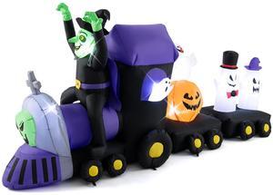 SlickBlue 8.2 Feet Long Halloween Inflatable Train with Witch and 4 Ghosts