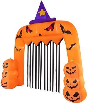 SlickBlue Halloween Inflatable Pumpkin Archway with Stakes and Water Bags