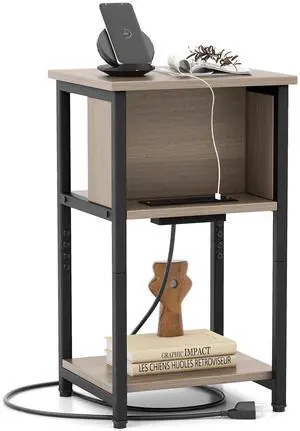 SlickBlue 3-Tier End Table with USB Ports & Power Outlets-1 Piece
