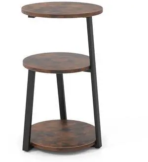 SlickBlue 3-Tier Accent Round Side Table with Metal Frame-1 Piece