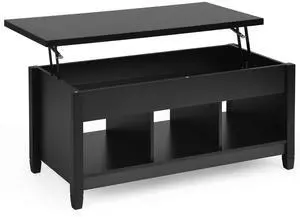 SlickBlue Lift Top Coffee Table with Storage Lower Shelf-Black