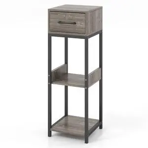 SlickBlue 3 Tier Tall Plant Stand with Drawer Anti-tipping Devices-Gray