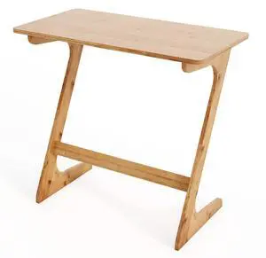 SlickBlue Bamboo Z-Shaped Spacious Sofa Side Table with Space-Saving Tabletop-Natural