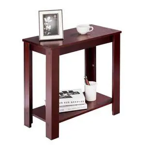 SlickBlue 2-Tier Modern Compact End Table with Storage Shelf-Espresso