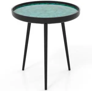 SlickBlue 20 Inch Mid-century Modern Coffee End Table with Sea Shell Decoration-Green
