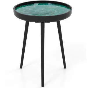 SlickBlue 16 Inch Mid-century Modern Coffee End Table with Sea Shell Decoration-Green