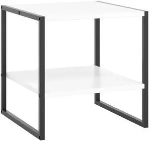 SlickBlue 2-Tier Square End Table with Storage Shelf Reversible Design-White