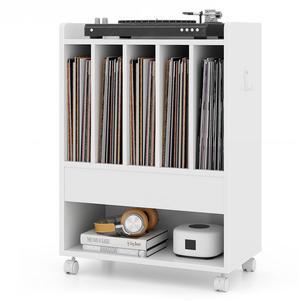 SlickBlue Record Rolling Turntable Player Stand with Drawer-White