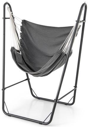 SlickBlue Hammock Chair with Heavy Duty Metal Frame and Side Pocket-Gray