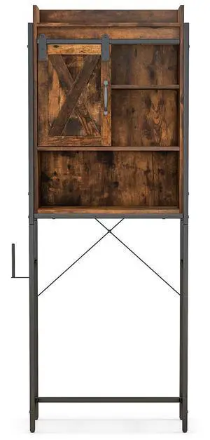 SlickBlue 4-Tier Multifunctional Toilet Sorage Cabinet with Adjustable Shelf and Sliding Barn Door