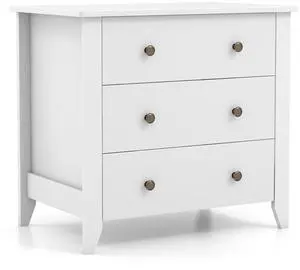 SlickBlue 3-Drawer Dresser Chest, White Bedside Storage Table for Bedroom or Living Room