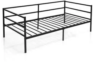SlickBlue  Metal Daybed Frame with Metal Slat Support and 3-Sided Guardrails