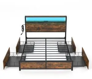 SlickBlue Bed Frame with Smart LED Lights and Storage Drawers