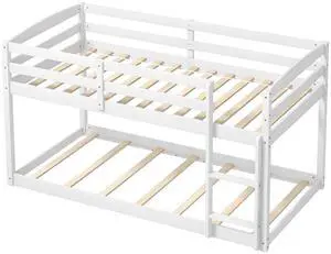 SlickBlue Twin Size Bunk Bed with High Guardrails and Integrated Ladder