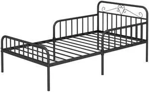SlickBlue Twin Size Bed Frame with Headboard and Safety Side Guardrails