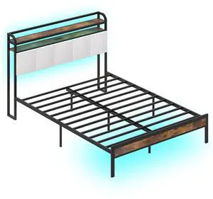 SlickBlue Bed Frame with LED Light and Charging Station