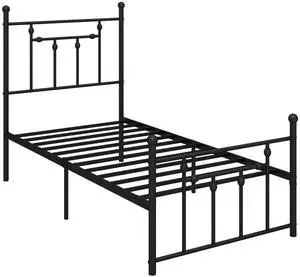 SlickBlue  Heavy-duty Metal Bed Frame with Headboard