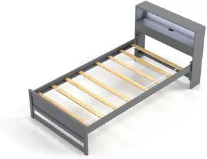 SlickBlue Frame with Storage Headboard and Charging Station