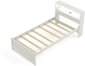 SlickBlue  Bed Frame with Storage Headboard and Charging Station