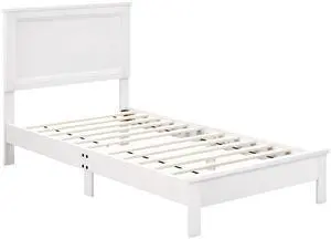 SlickBlue Twin Size Wooden Bed Frame with Headboard and Slat Support