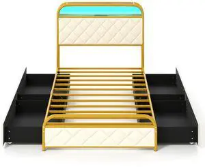 SlickBlu Frame with LED Lights and Charging Station Gold