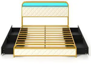 SlickBlue Frame with LED Lights and Charging Station Gold