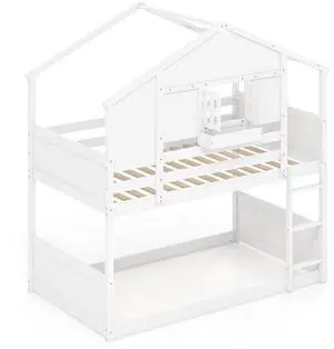 SlickBlue  Bunk Bed for Kids with Roof and Lockable Window