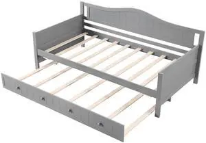 SlickBlue Daybed with Trundle and Slats Support on Wheels