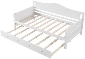 SlickBlue Daybed with Trundle and Slats Support on Wheels