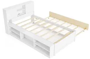 SlickBlue  Bed Frame with Trundle and Power Outlets