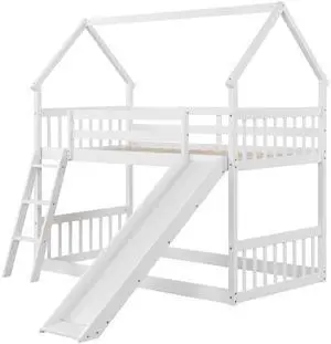 SlickBlue  House Bunk Bed with Slide and Ladder