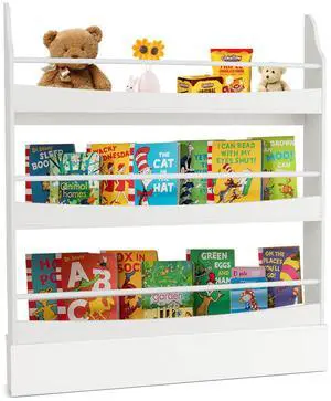 SlickBlue 3-Tier Bookshelf with 2 Anti-Tipping Kits for Books and Magazines-White