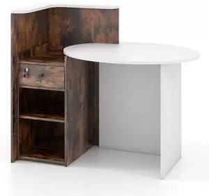 SlickBlue Front Reception Office Desk with Open Shelf and Lockable Drawer