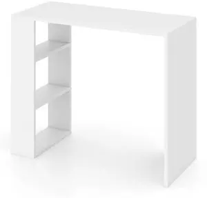 SlickBlue 36 Inch White Computer Desk with 3 Open Shelves for Home Office Study