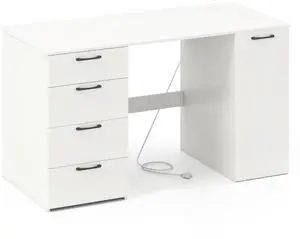 SlickBlue 53 Inches Computer Desk with Power Outlets and 4 Storage Drawers