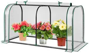 SlickBlue Mini Tunnel Greenhouse with Roll-up Zipper Door