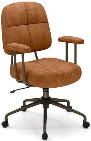 SlickBlue Leathaire Upholstered Task Home Office Chair with Cushioned Back